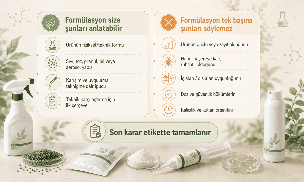 Formülasyon kodunun anlattığı ve anlatmadığı bilgileri gösteren infokart