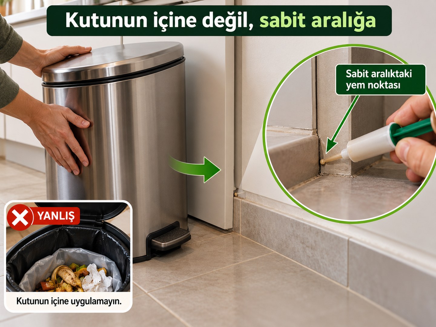 Çöp kutusu arkasında yıkamadan korunan sabit aralık