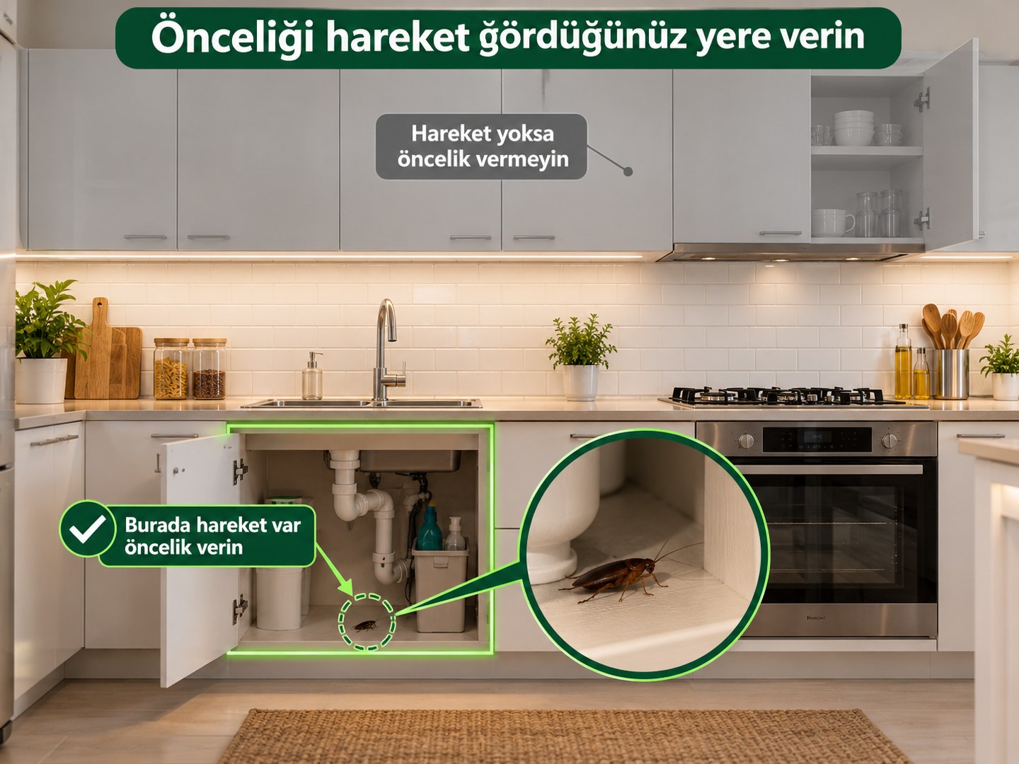 Aktif alt bölüm ile hareket görülmeyen üst dolapların öncelik karşılaştırması