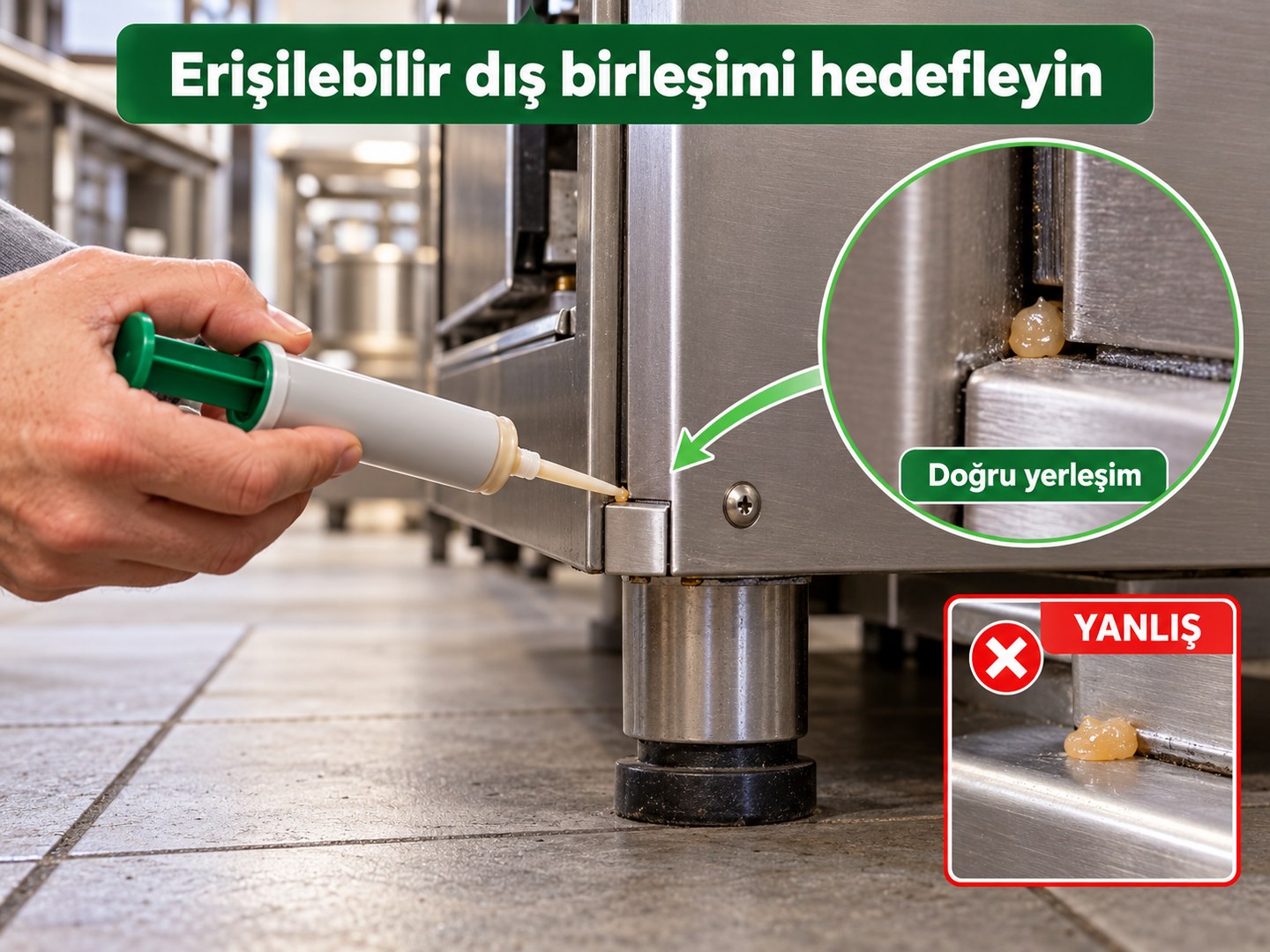 Ekipmanın erişilebilir dış birleşiminde hedefli yerleştirme