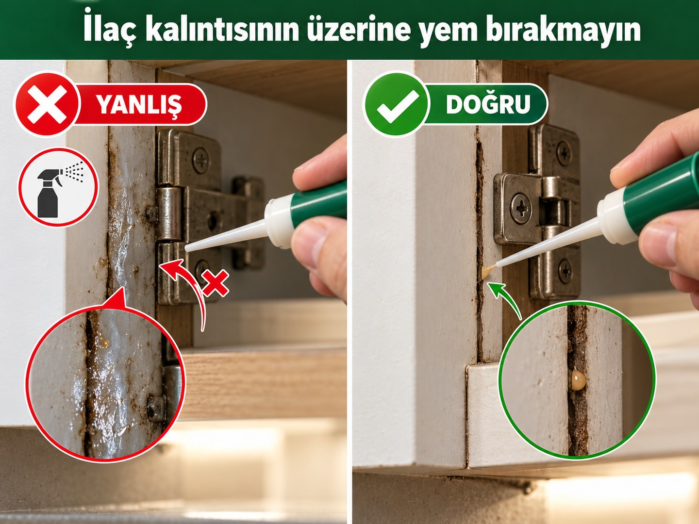 Önceden ilaçlanmış kalıntı üzerine yem bırakmama karşılaştırması