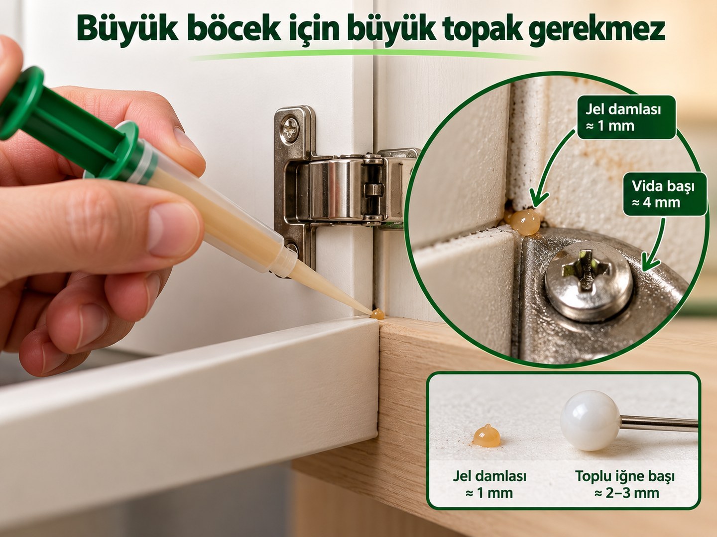 Toplu iğne başı kadar küçük damlanın ölçekli görünümü