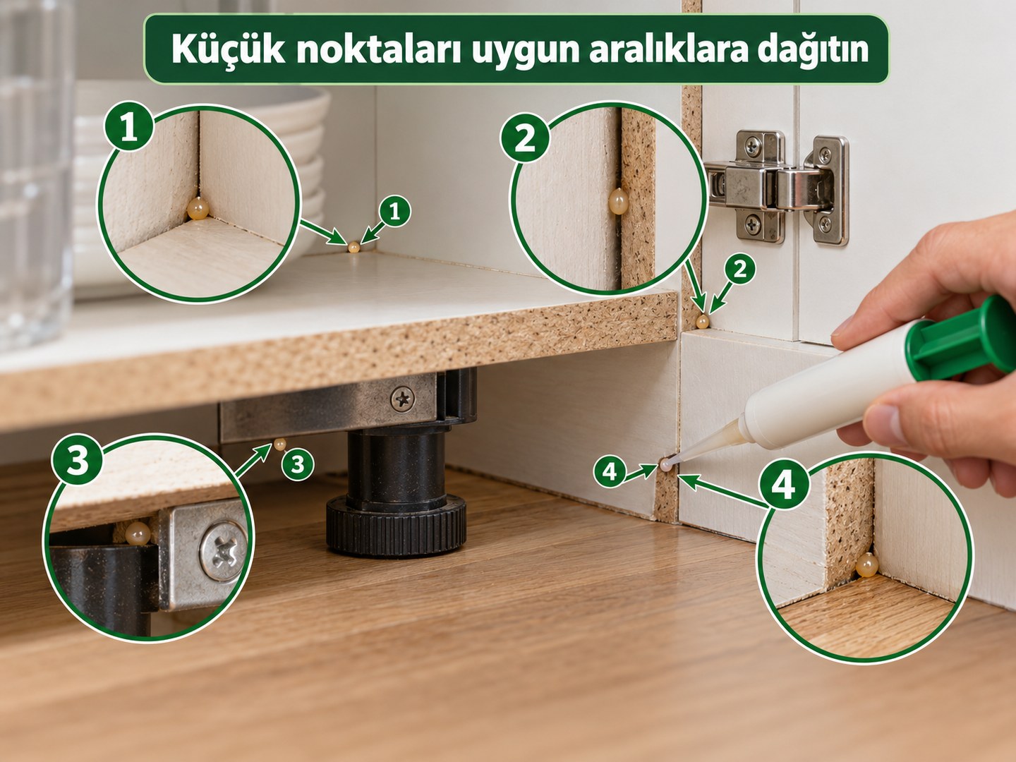 Yoğun bölümde farklı aralıklara dağıtılmış küçük noktalar