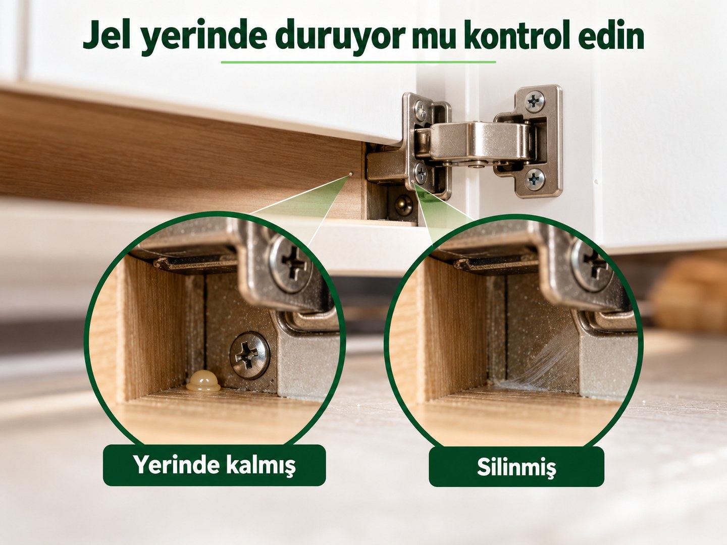 Yerinde kalmış ve silinmiş jel noktasının karşılaştırılması
