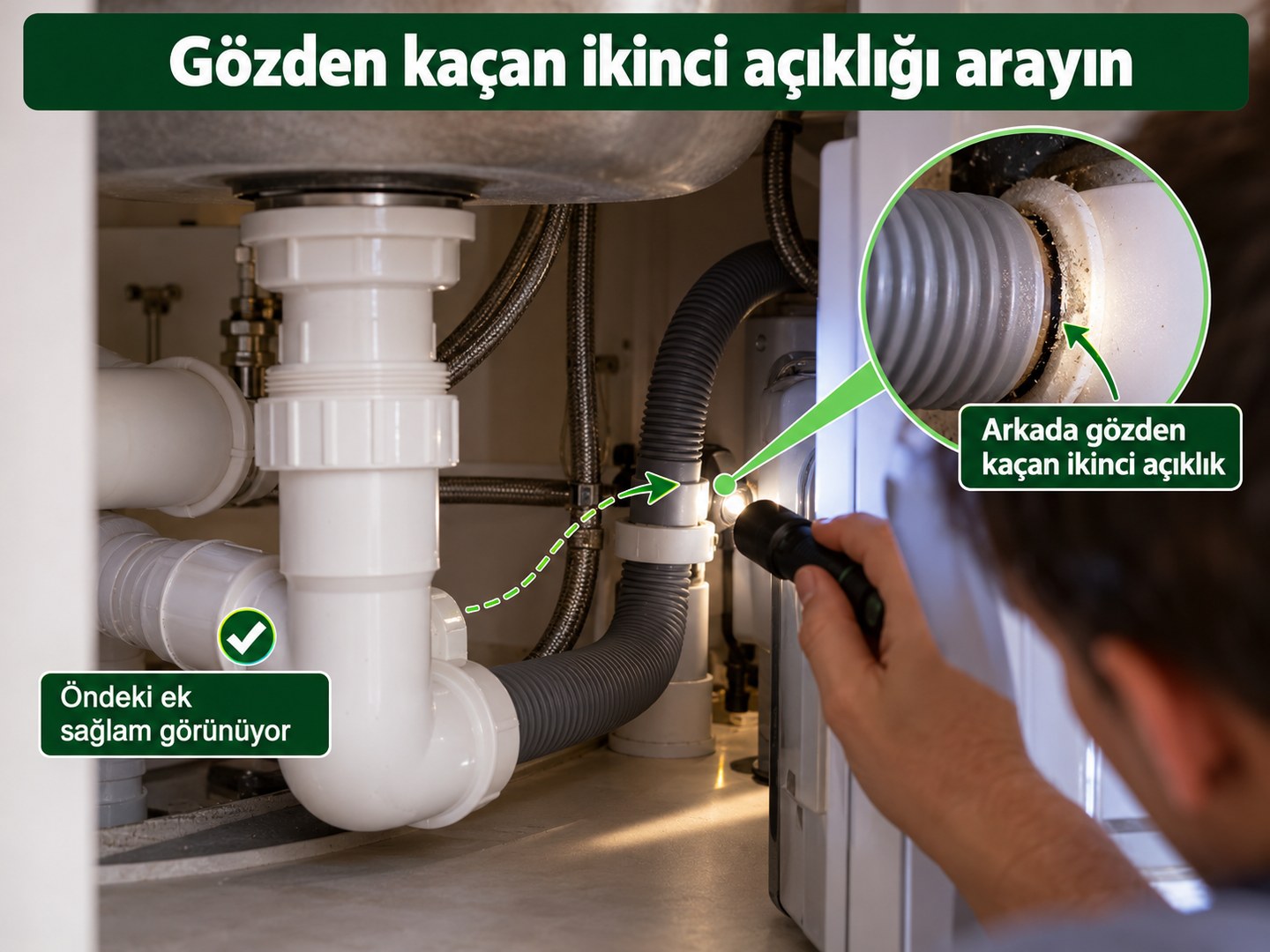 Duvar ve hortum eklerinde gözden kaçan ikinci açıklığın bulunması