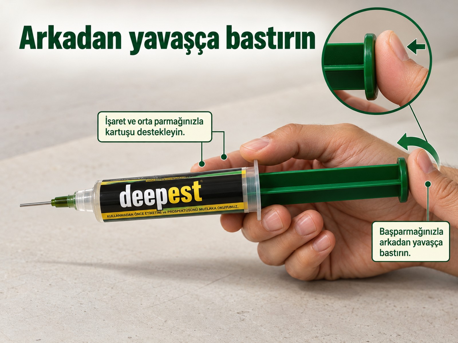 Gövde desteklenirken başparmakla doğru arka baskı