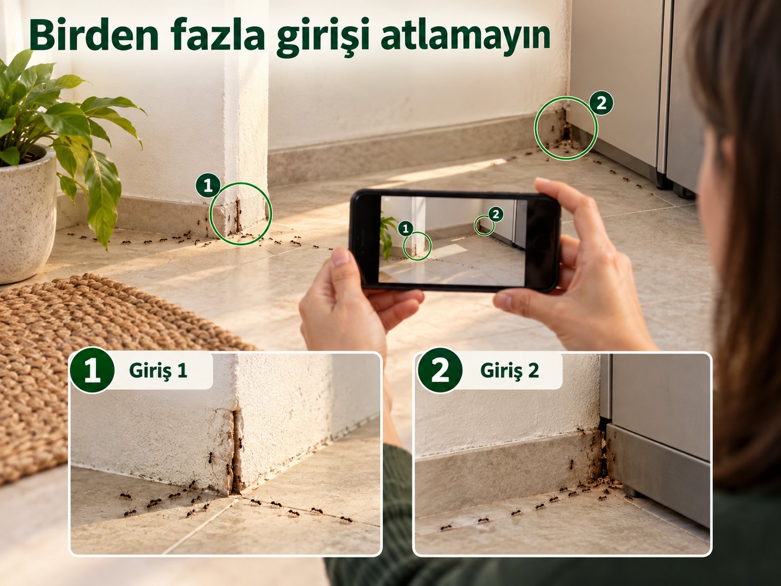 İki farklı girişin fotoğrafla ve basit notla kaydedilmesi