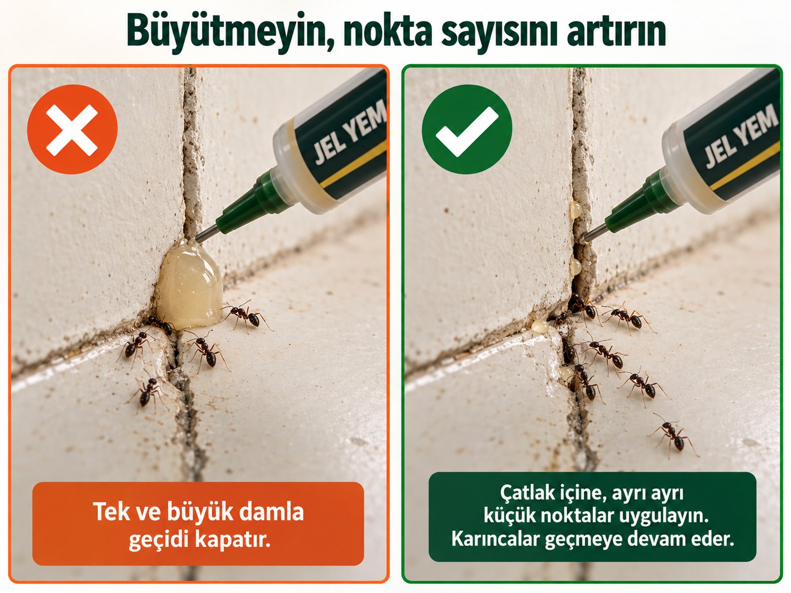 Yanlış büyük topak ile doğru çoklu nokta karşılaştırması
