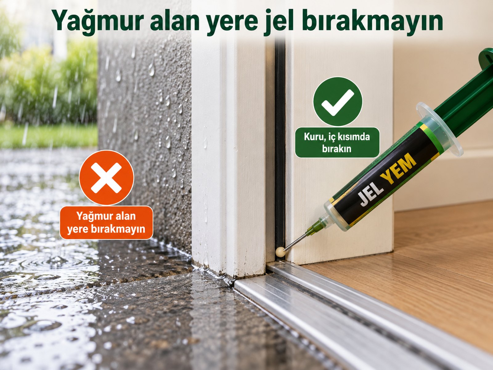 Yağmur alan dış eşik ile içerideki yem noktasının ayrımı
