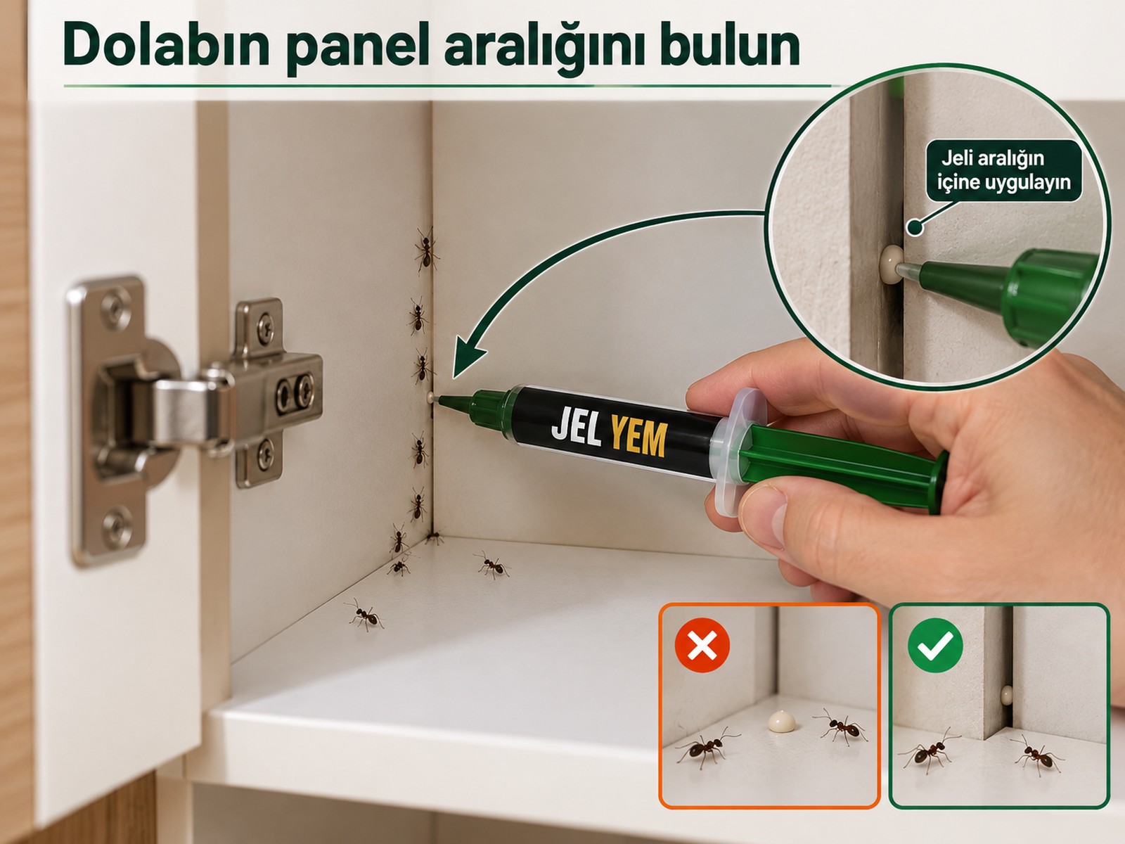 Dolap panel aralığından çıkan karınca yolu