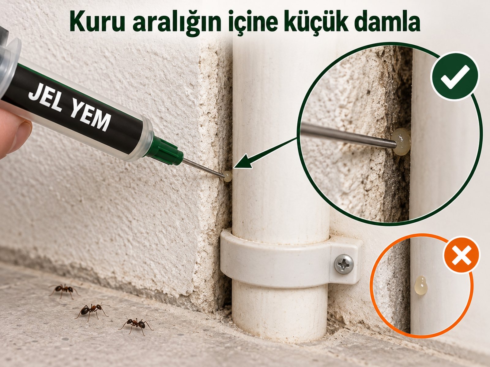 Kuru dış birleşime küçük jel noktası