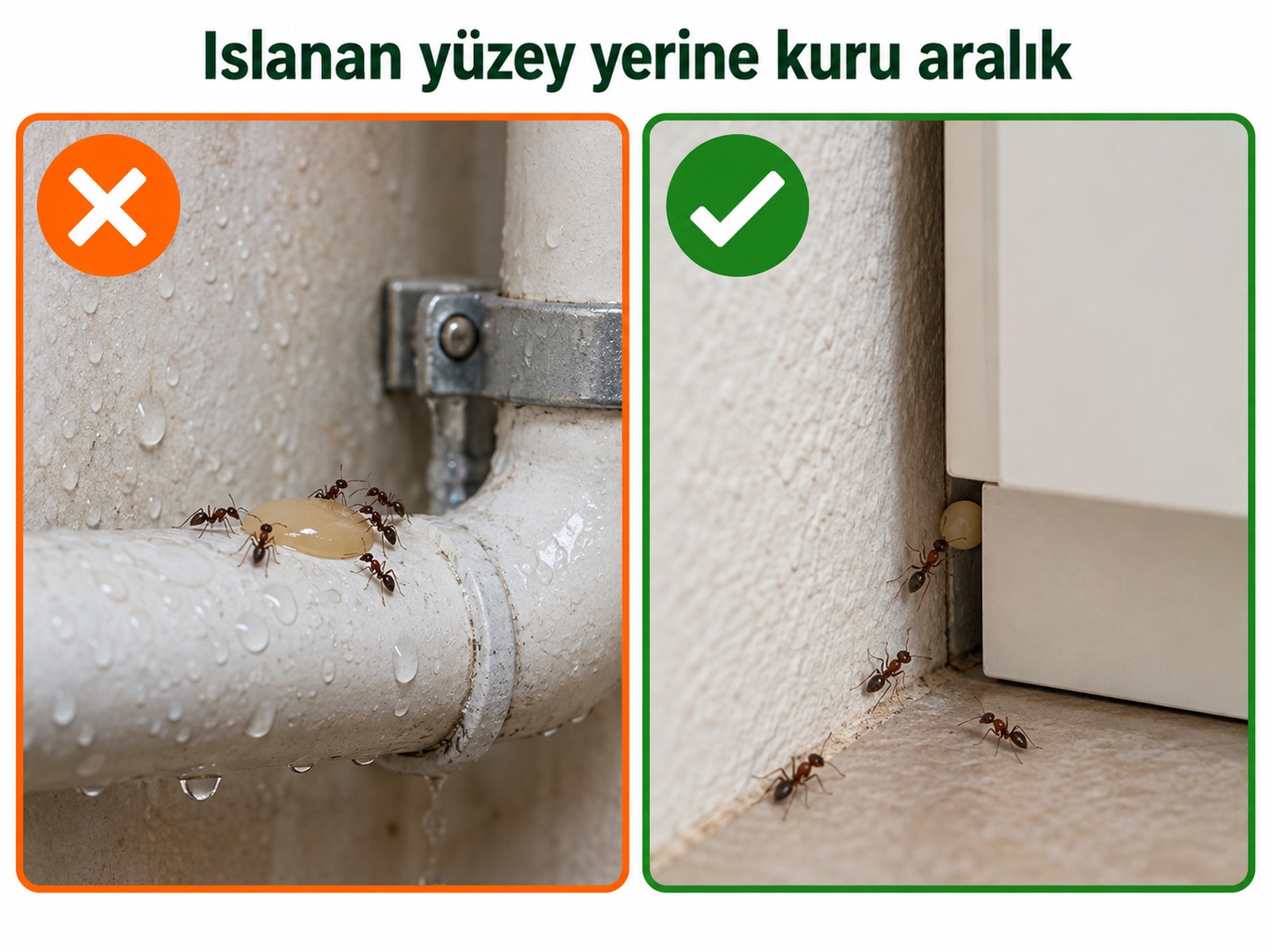 Islak boru yüzeyi ile kuru yan bağlantının karşılaştırılması