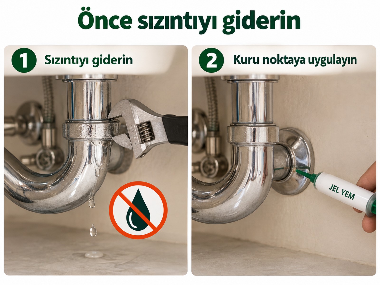 Sızıntının giderilmesi ve kuru yüzeye geçiş