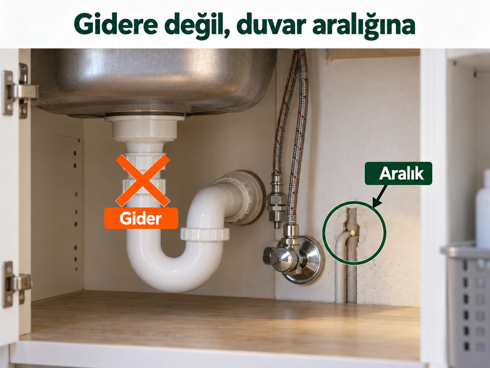 Gider içi yerine tesisat açıklığının dış çevresini hedefleme