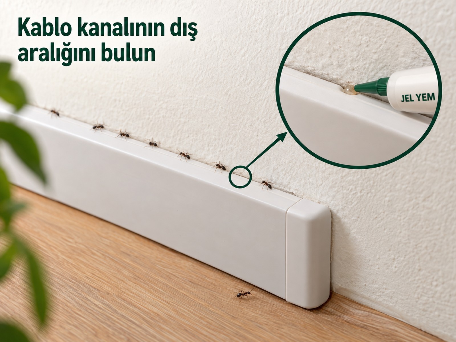Kablo kanalı birleşimindeki karınca yolu
