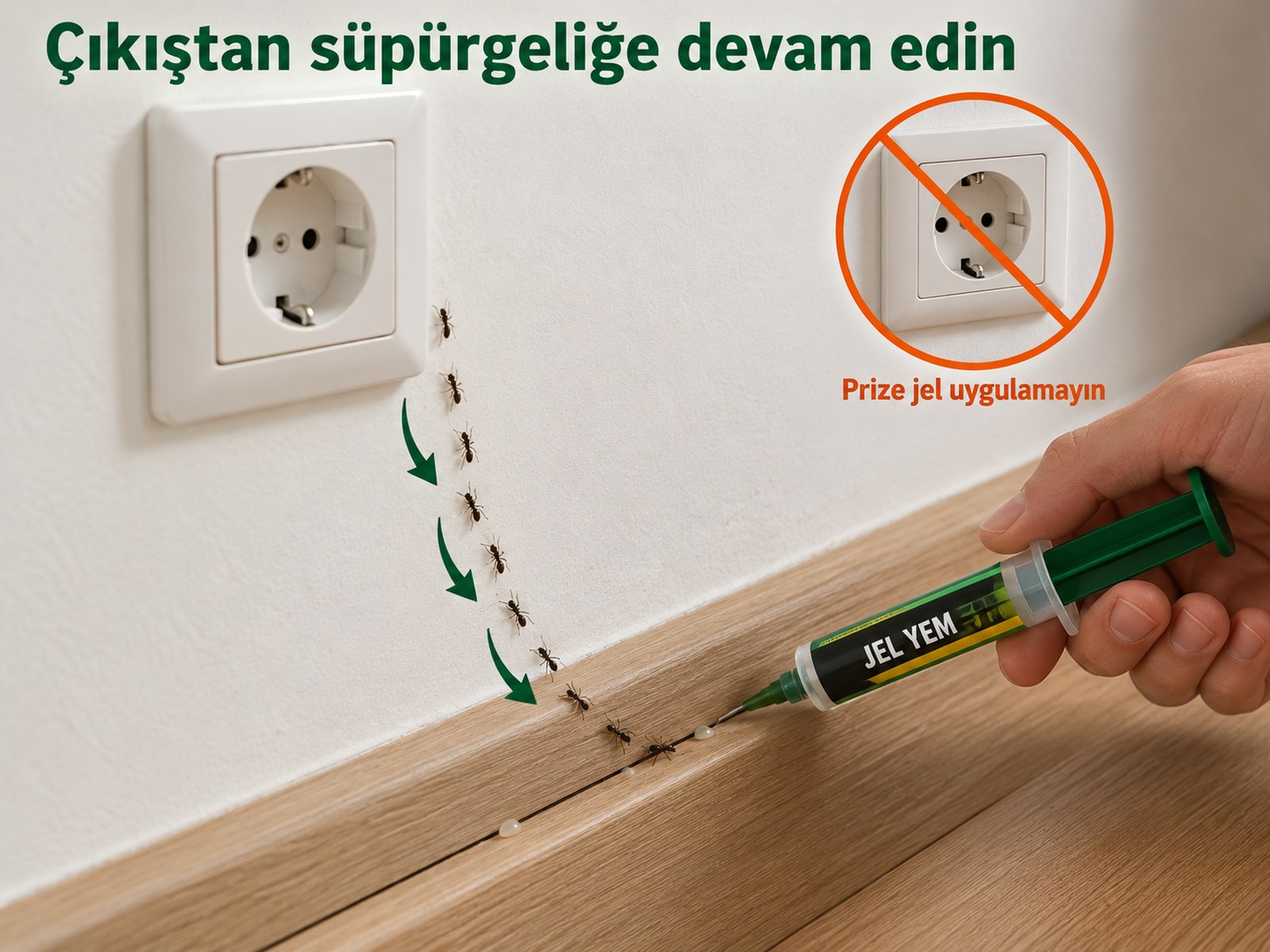 Teknik çıkıştan süpürgeliğe devam eden yem hattı