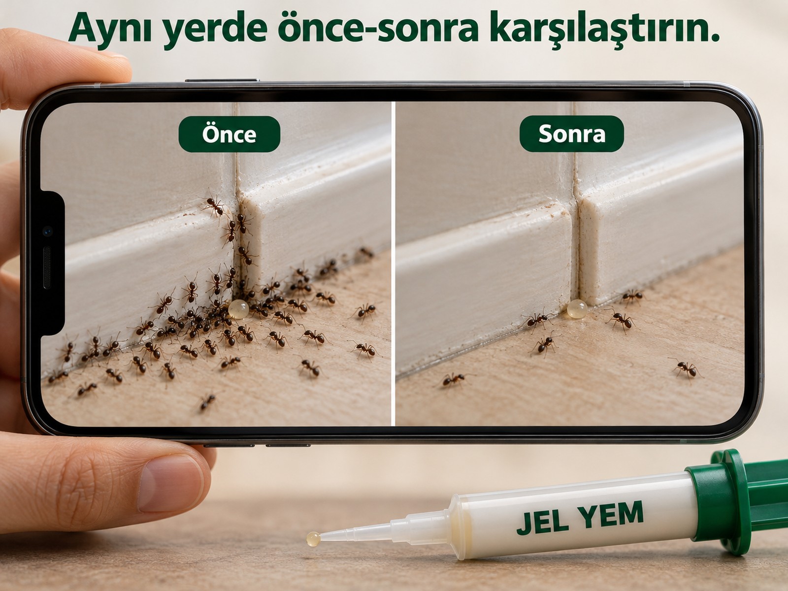 Aynı hat üzerinde önce-sonra fotoğraf karşılaştırması