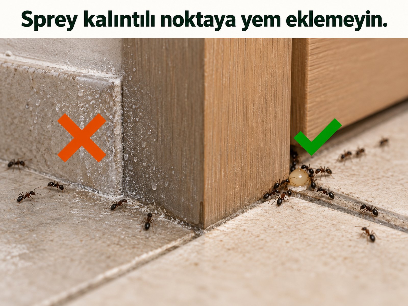 Sprey kalıntısı olan yüzey yerine uygun nokta değerlendirmesi