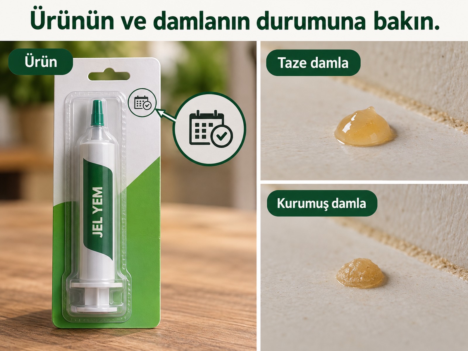 Şırınga tarihi ve yüzeydeki damlanın tazelik kontrolü