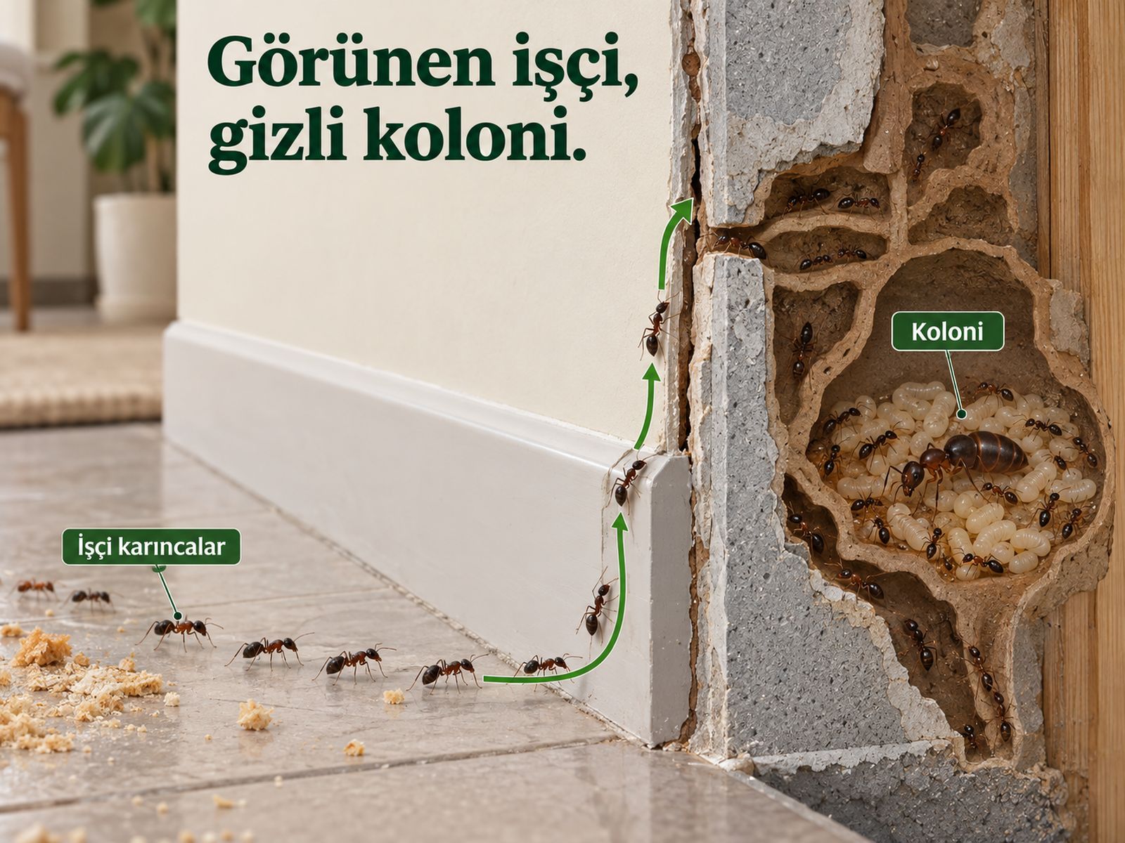 Görünen işçiler ile gizli koloni bağlantısının ayrımı