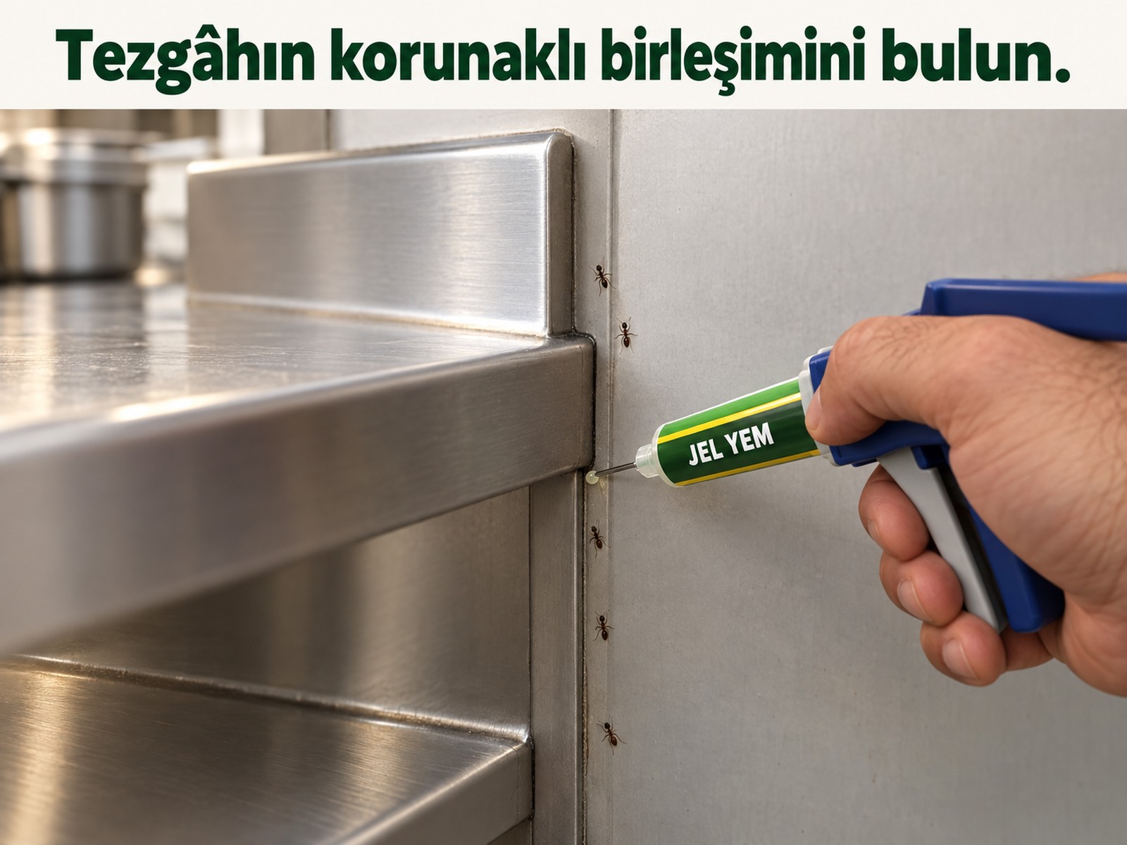 Tezgâh-duvarın korunaklı yan bağlantısında karınca yolu
