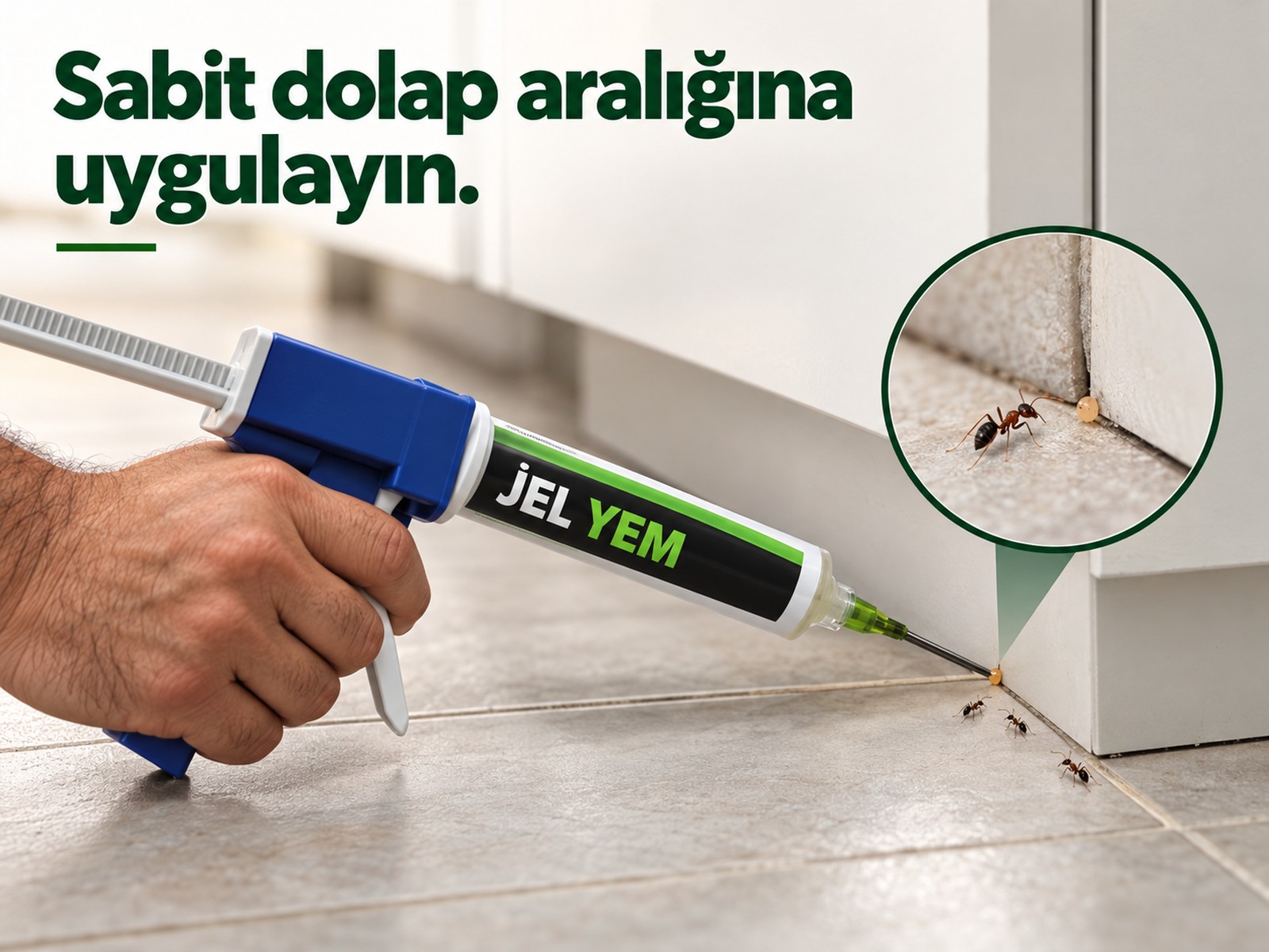 Sabit dolap dış birleşiminde küçük yem noktası