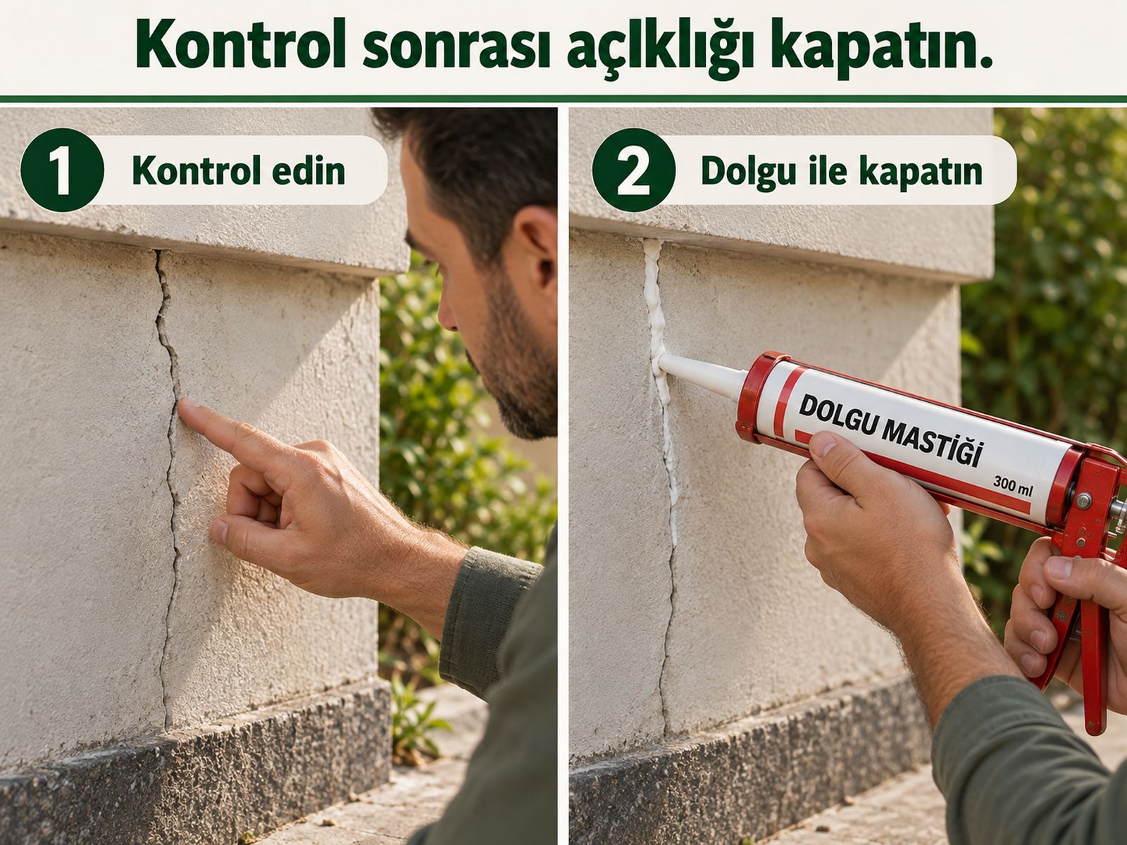 Aktivite kontrolü sonrası gereksiz yapı çatlağının kapatılması