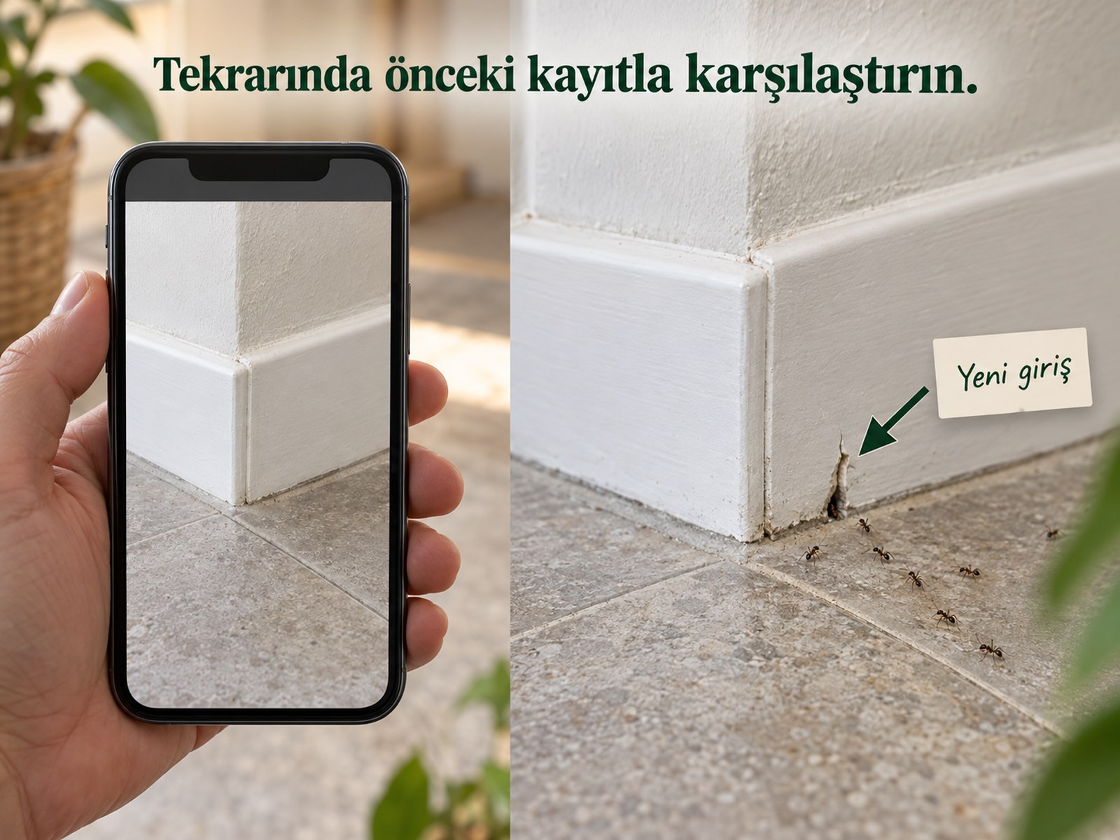 Yeni giriş görüldüğünde önceki fotoğraf ve notla karşılaştırma