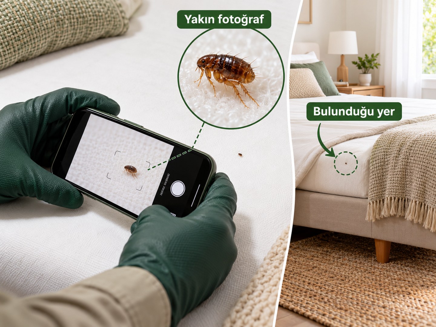 Yakın böcek fotoğrafı ve bulunduğu alanın birlikte paylaşılması