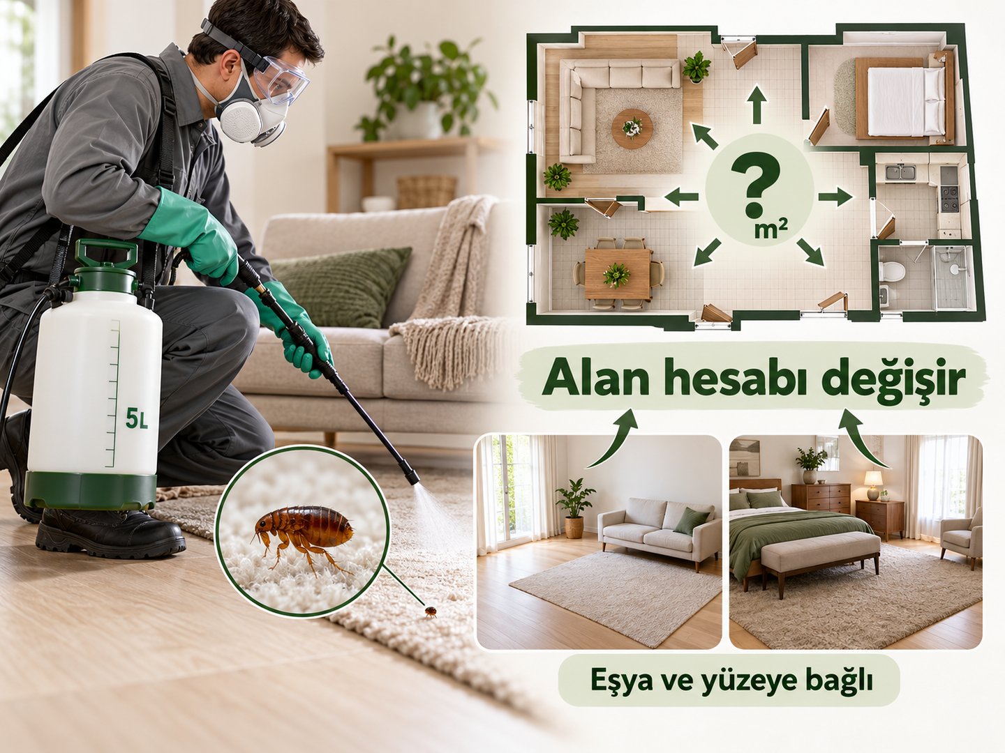 Beş litre karışım için değişken alan hesabı