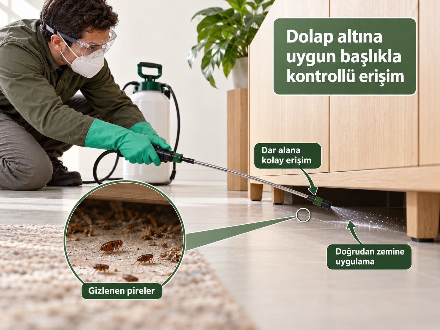 Dolap altına uygun başlıkla kontrollü erişim