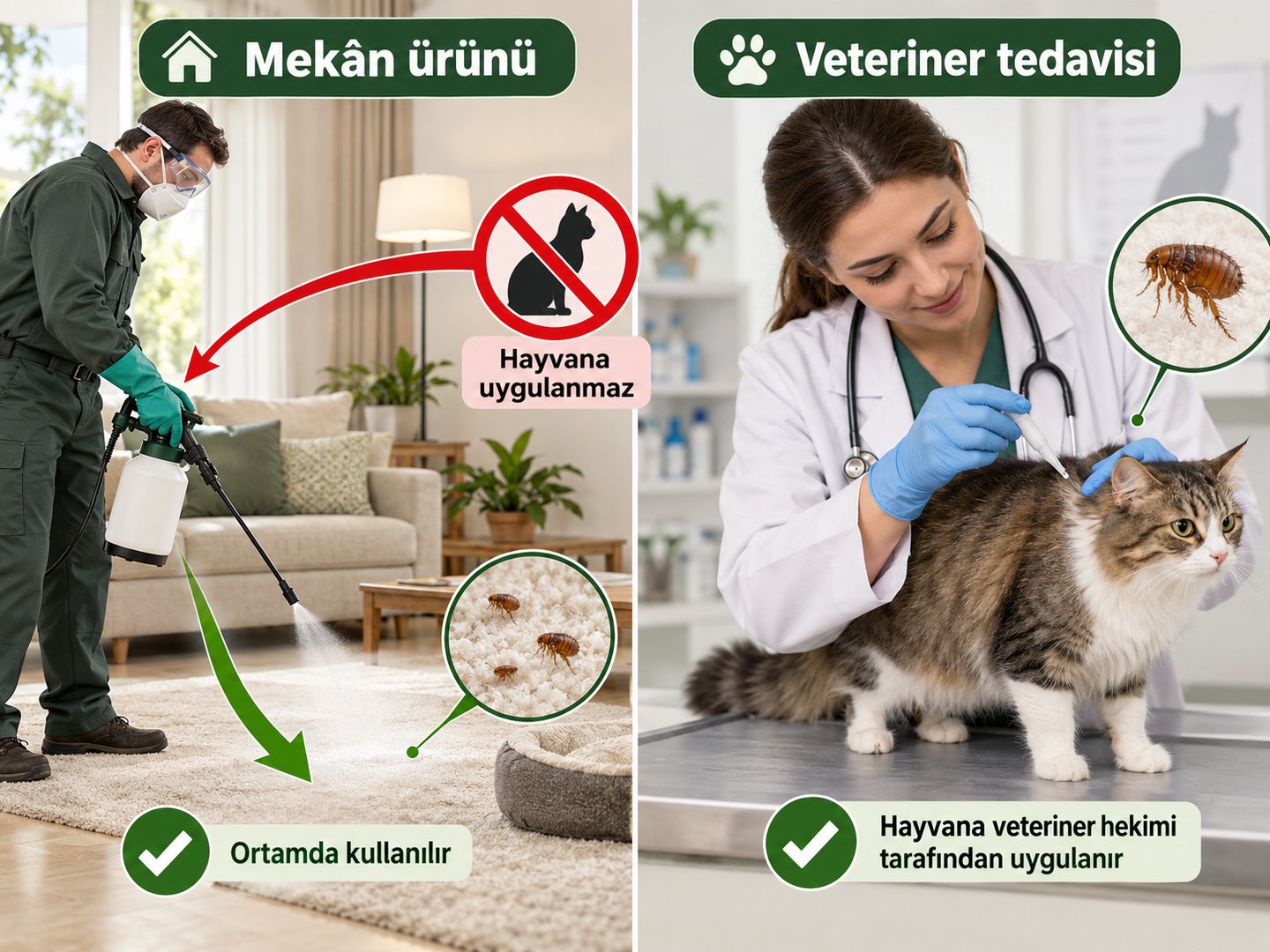 Mekân ürünü ile veteriner uygulamasının ayrı gösterilmesi