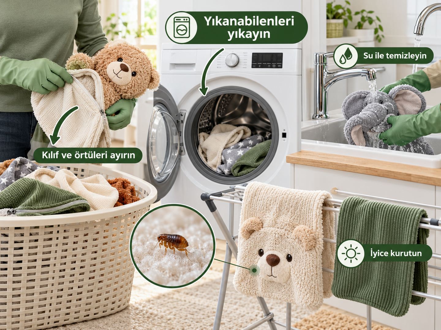 Oyuncak örtü ve kılıfların uygun şekilde yıkanması