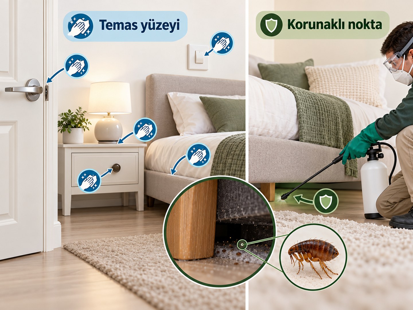 Korunaklı uygulama noktaları ile günlük temas yüzeylerinin ayrımı