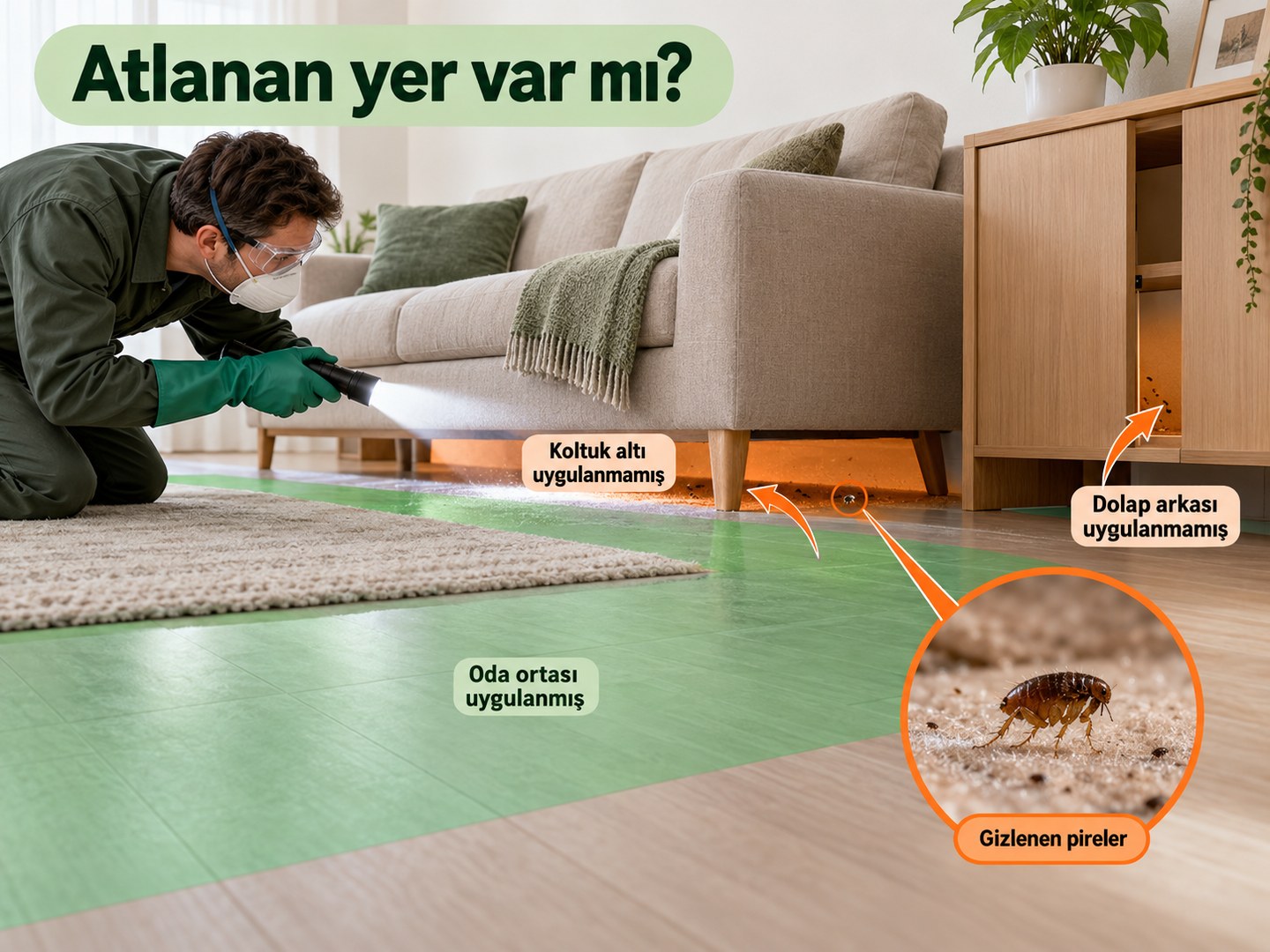 Yalnız oda ortasının yapıldığı eksik uygulamanın fark edilmesi