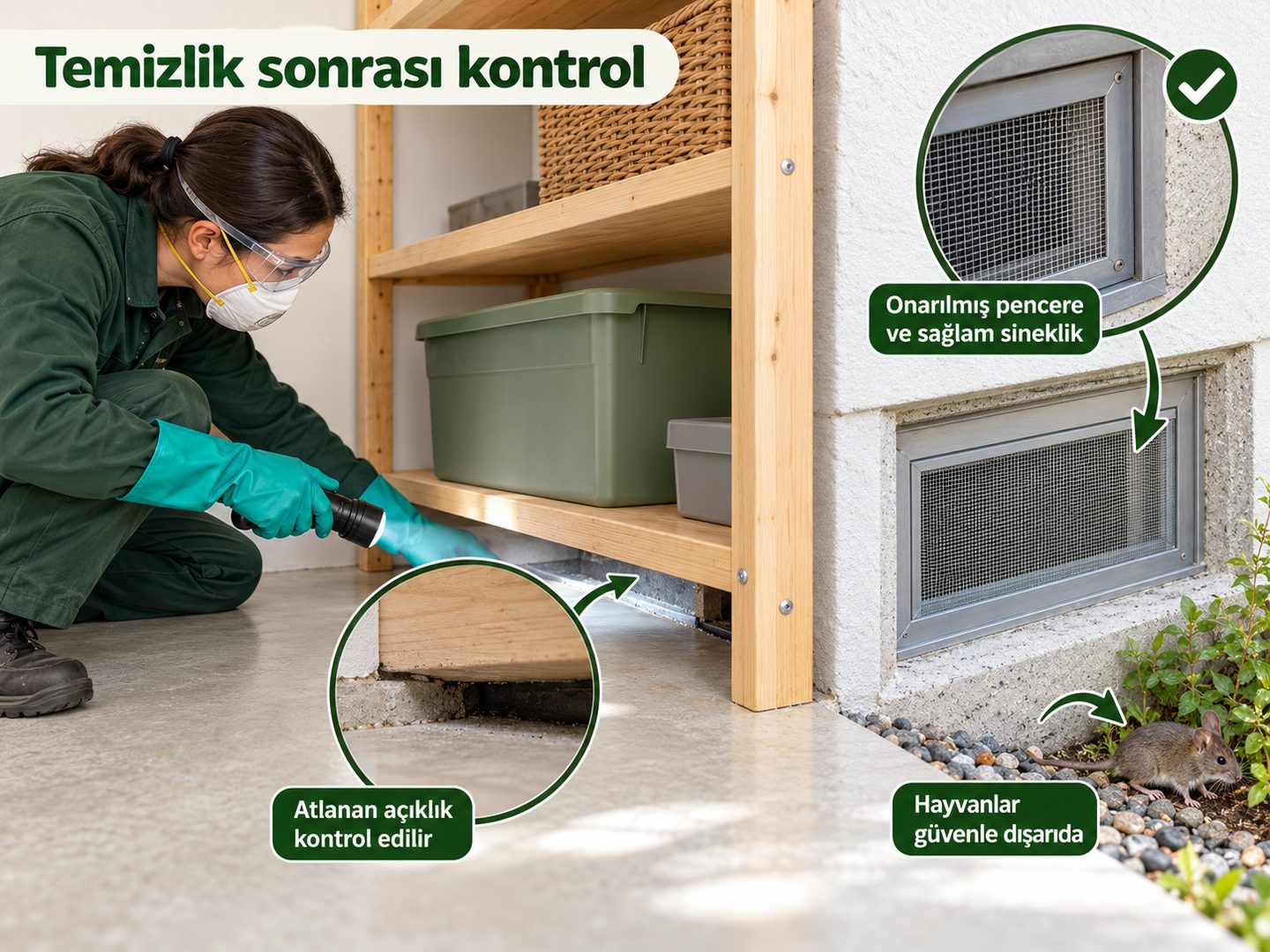 Temizlik sonrası ortaya çıkan alan ve hayvan giriş açıklığının kontrolü
