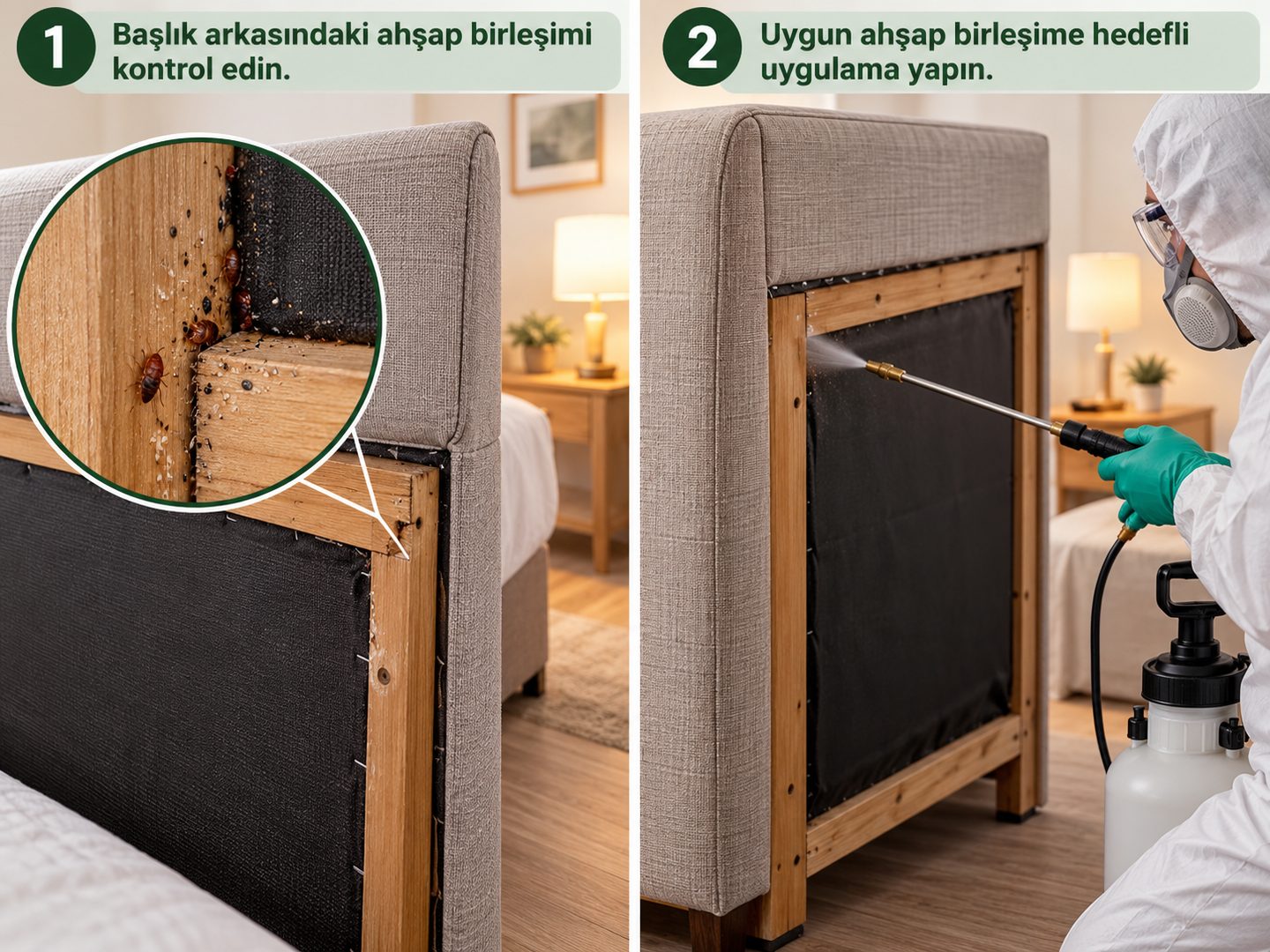 Başlık arkasındaki uygun ahşap birleşimine hedefli uygulama