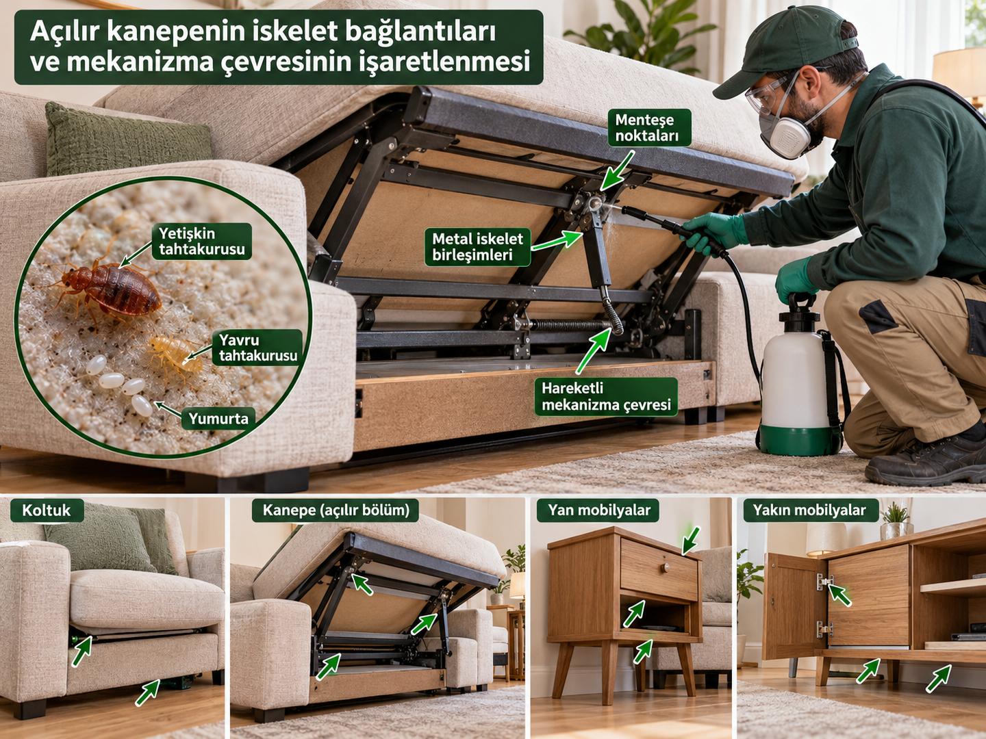 Açılır kanepenin iskelet bağlantıları ve mekanizma çevresinin işaretlenmesi