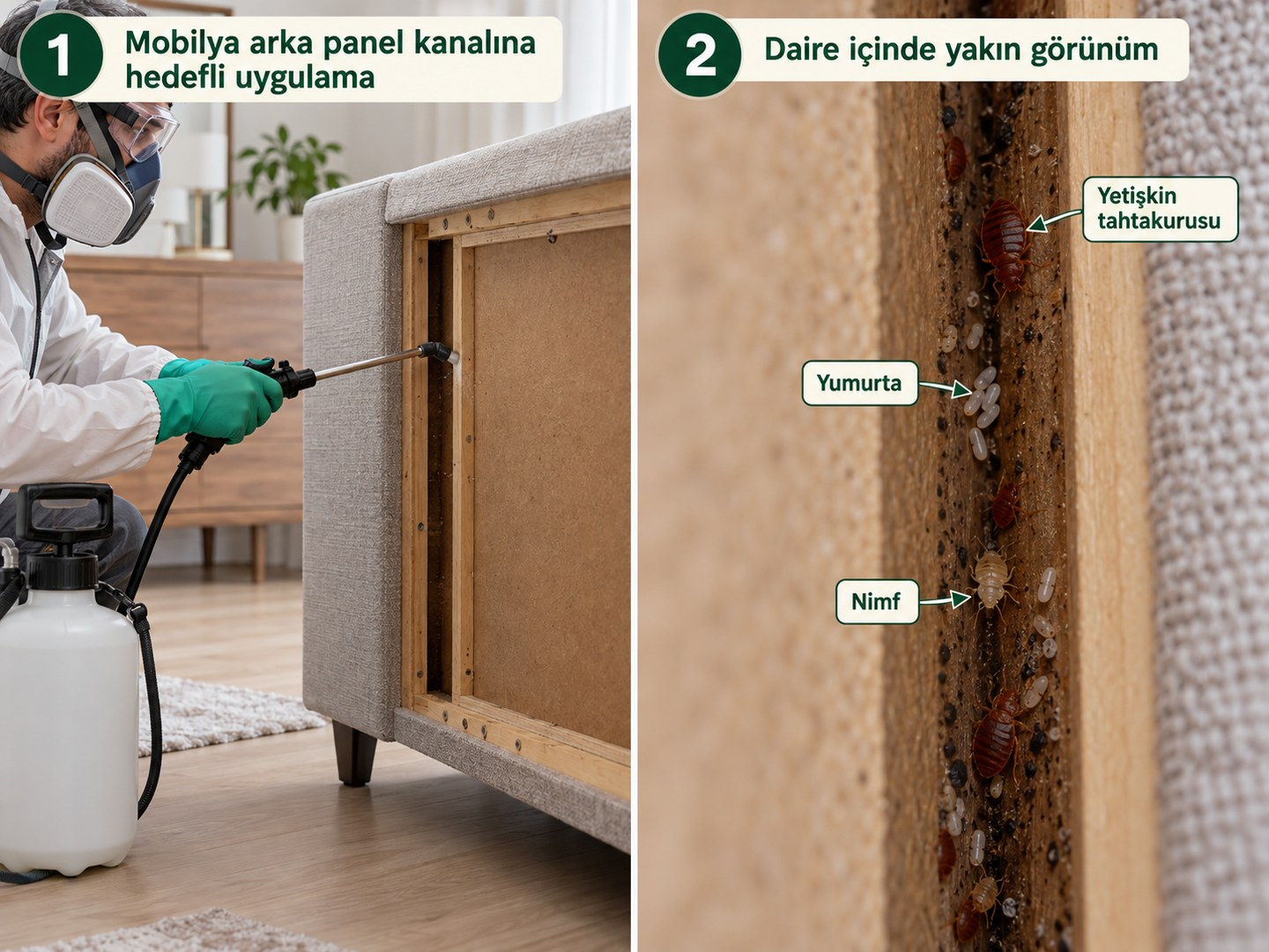 Mobilya arka panel kanalına hedefli uygulama ve daire içinde yakın görünüm