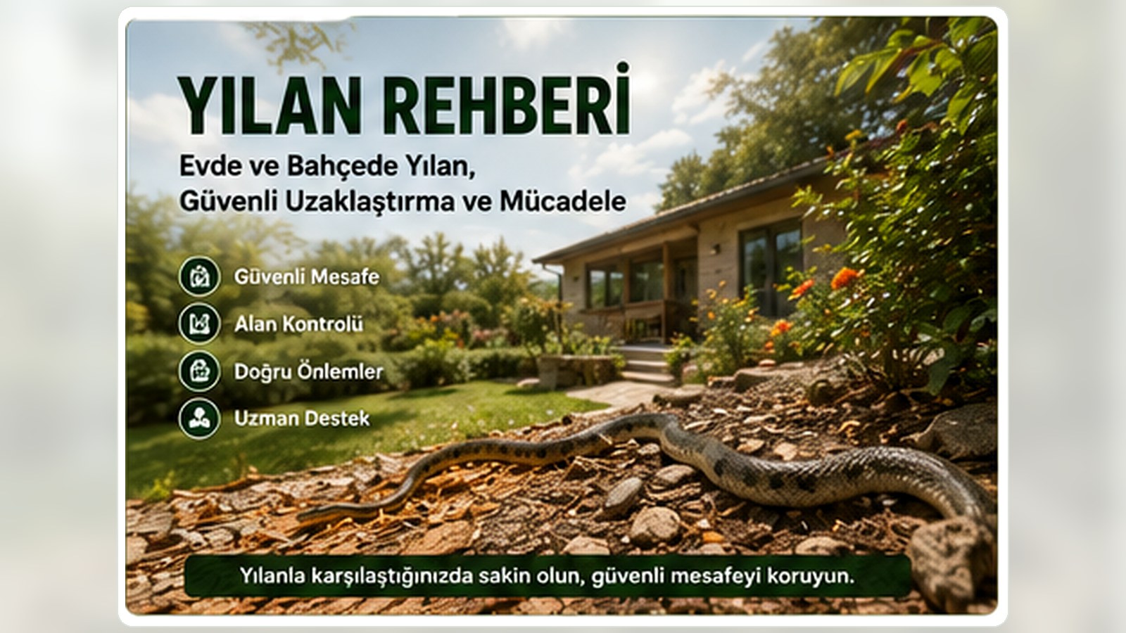 Bahçede ve yapı çevresinde yılan, güvenli mesafe ve yılan mücadele rehberi