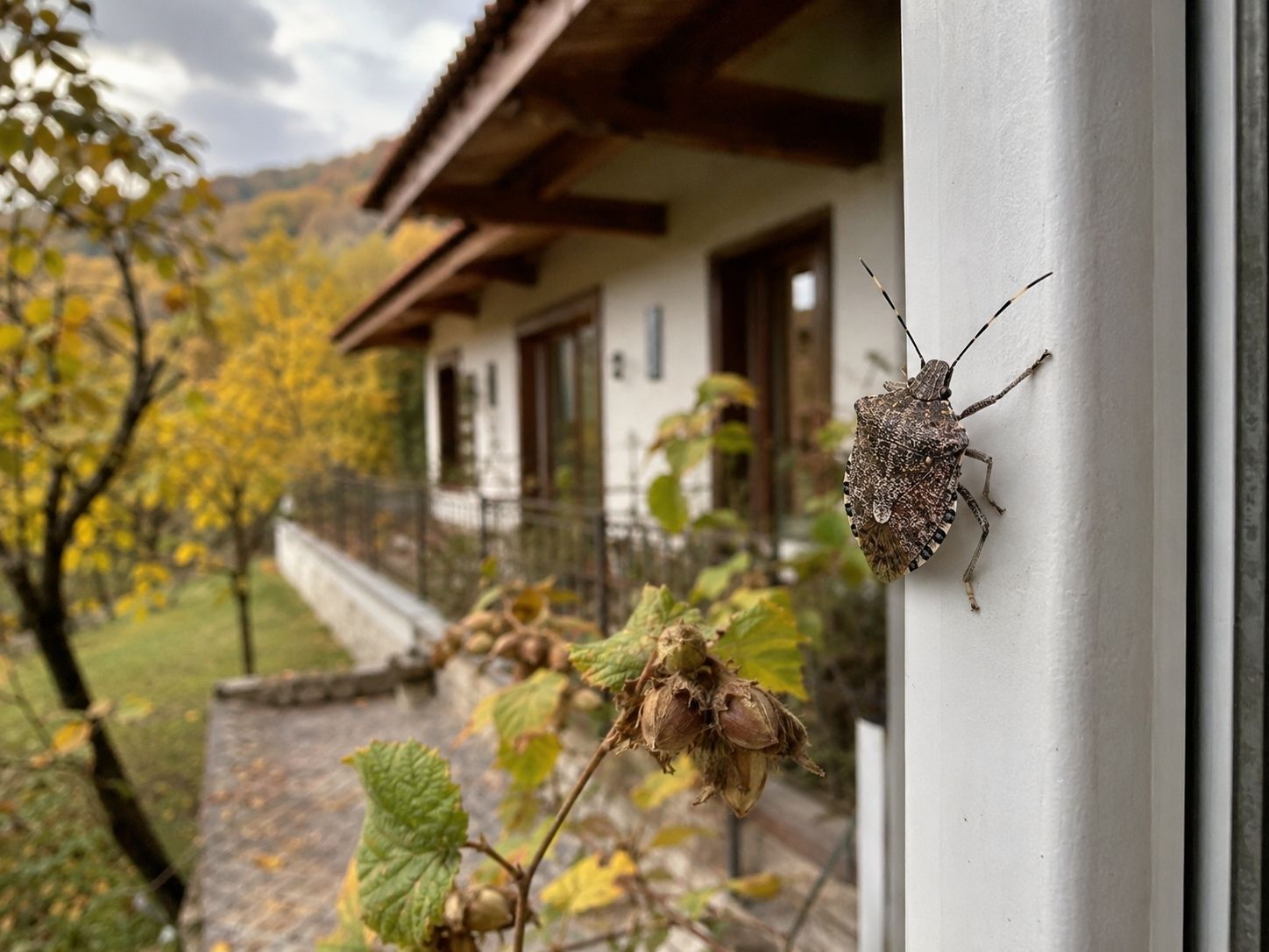 Kahverengi kokarca böceği ev bahçe ve kışlak giriş noktası