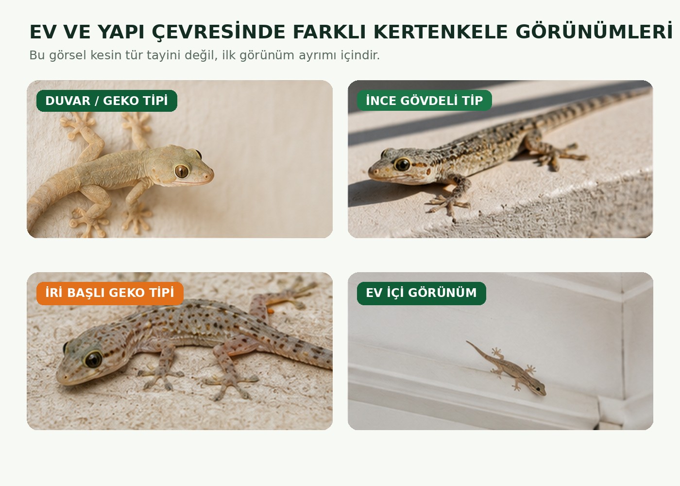 Ev ve yapı çevresinde görülebilen farklı kertenkele görünüm tipleri