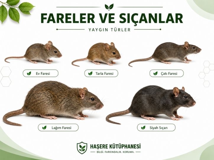 Fareler ve sıçanlar türleri kolaj görseli