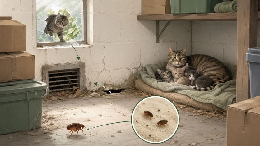 Bodrum, sığınak ve kedi yavruları kaynaklı pire riski görseli