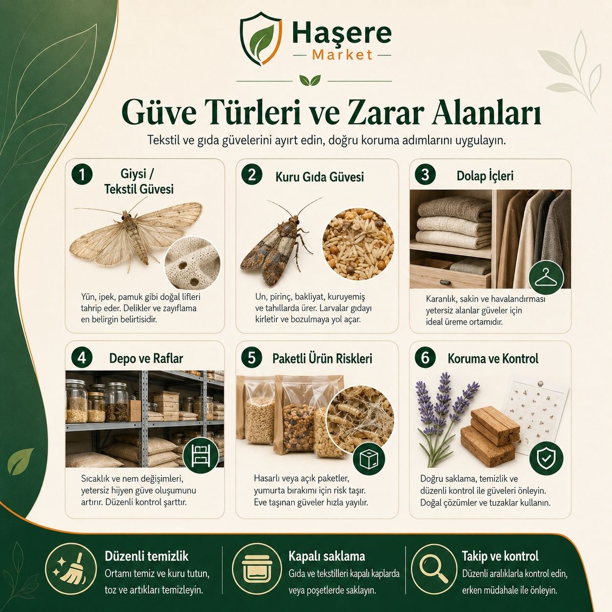 Güve türleri ve zarar alanları