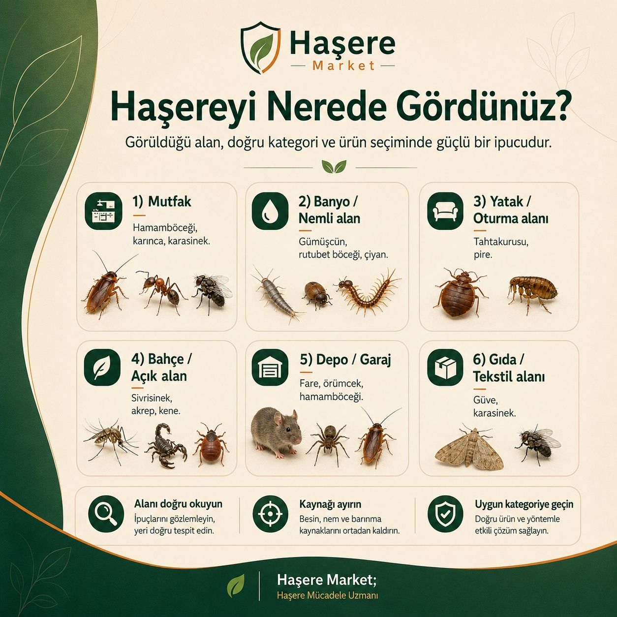 Haşerelerin görüldüğü yaşam alanları rehberi