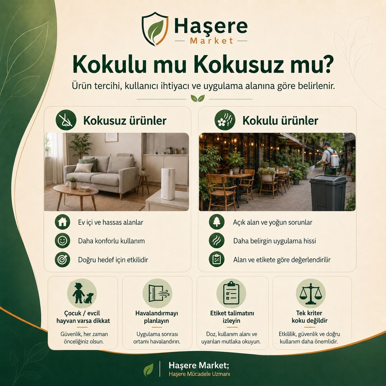 Kokulu ve kokusuz haşere ilaçları karşılaştırması