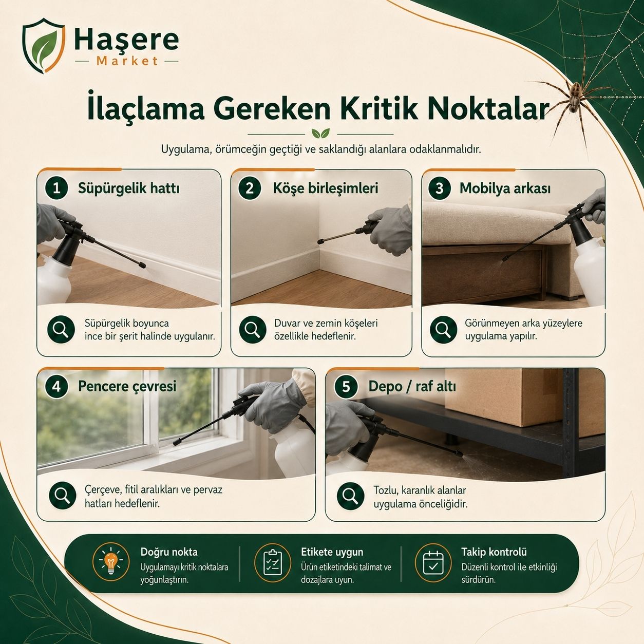 Örümcek ilaçlamasında kritik noktalar