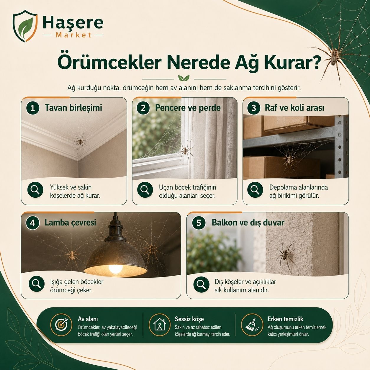 Örümcekler nerede ağ kurar