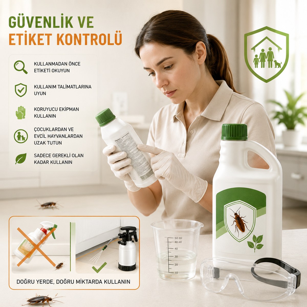 Kokusuz kalorifer böceği ilacında etiket ve güvenlik kontrolü